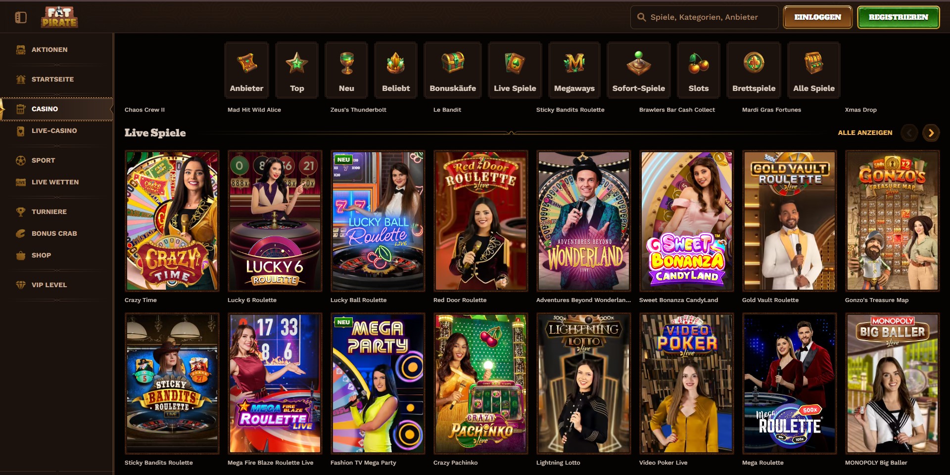 fatpirate Live-Casino-Spiele