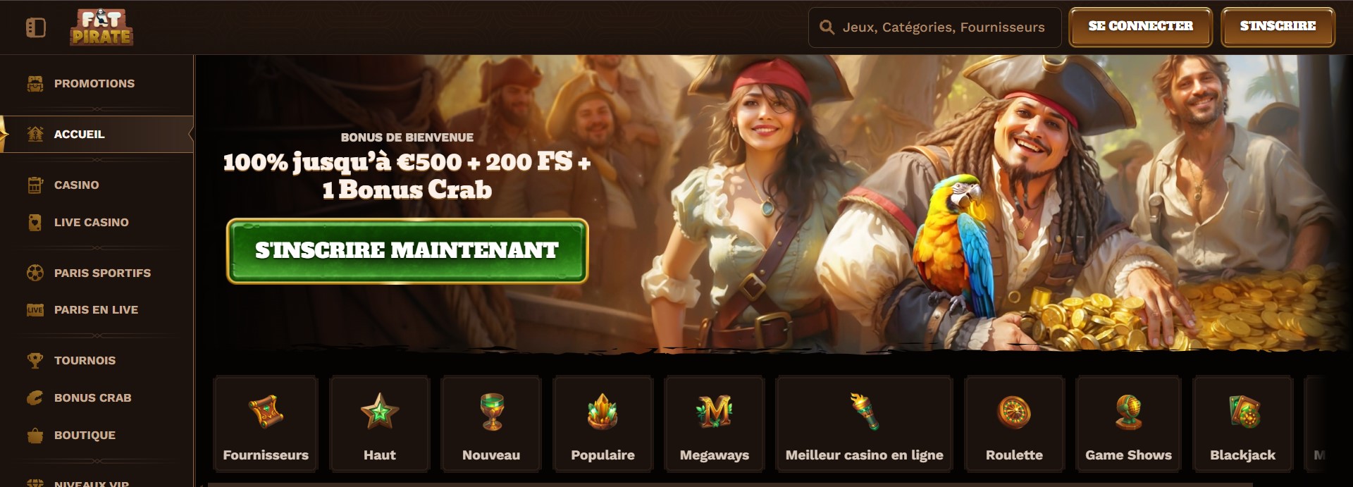 Site du casino FatPirate