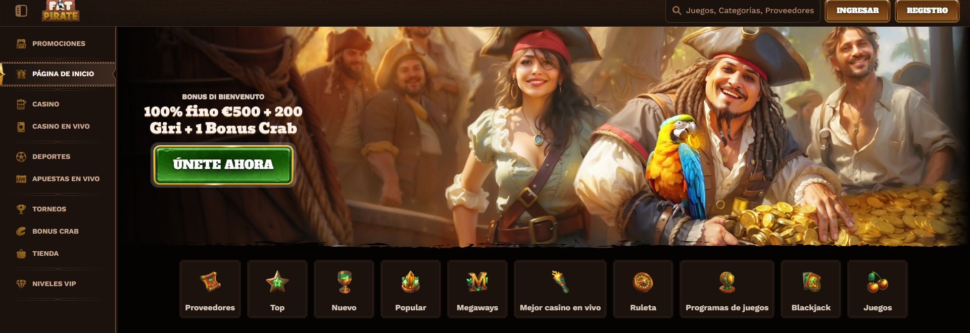 página web del casino FatPirate