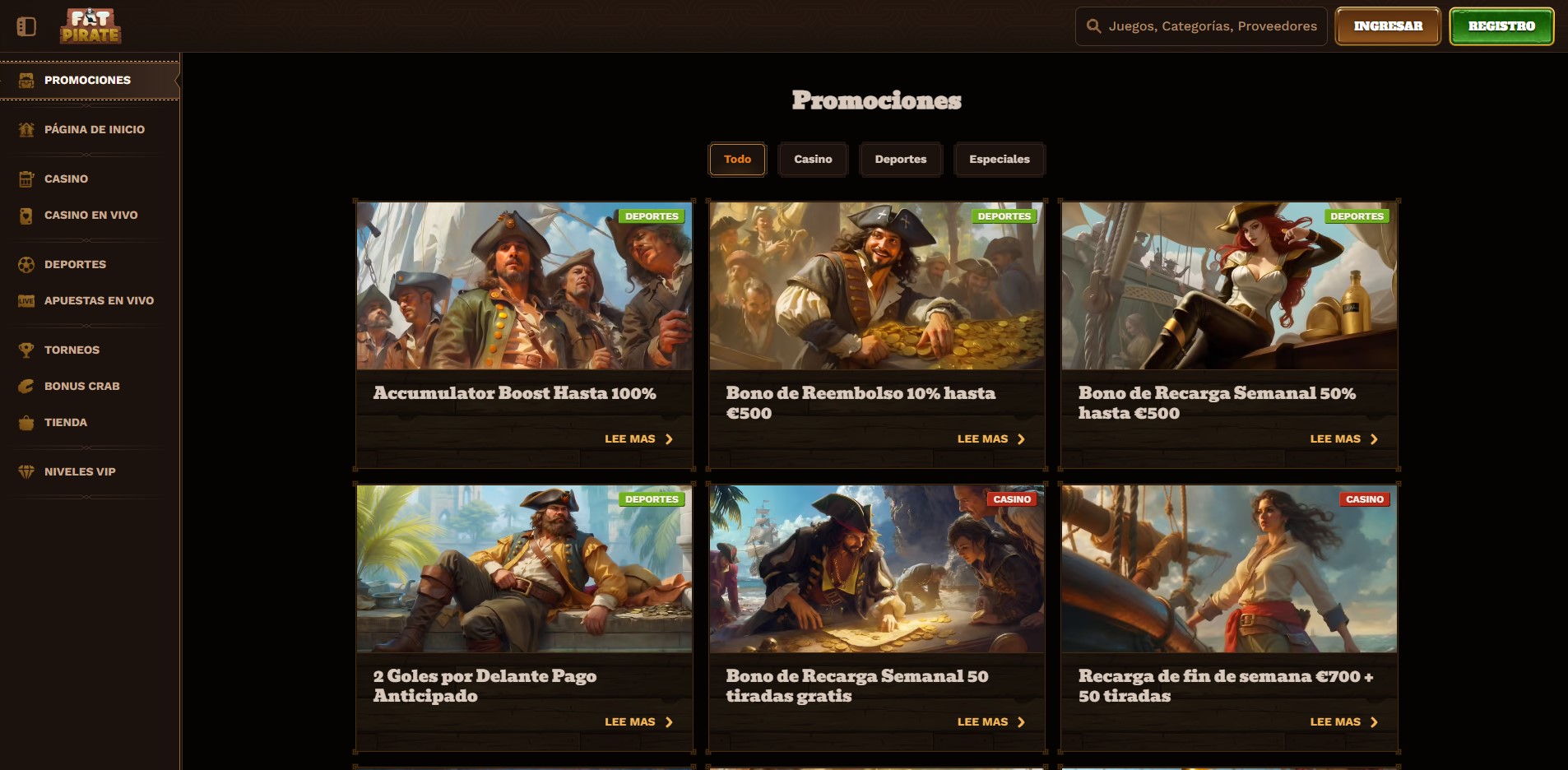 bonos del casino fatpirate