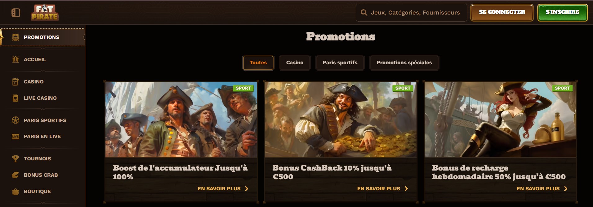 bonus du casino FatPirate