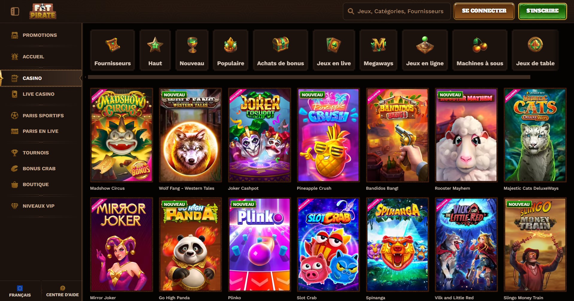 Machines à sous du casino FatPirate