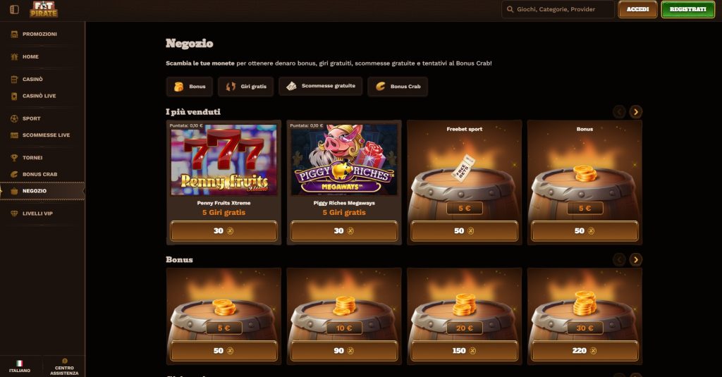 Prelevare denaro da FatPirate Casino